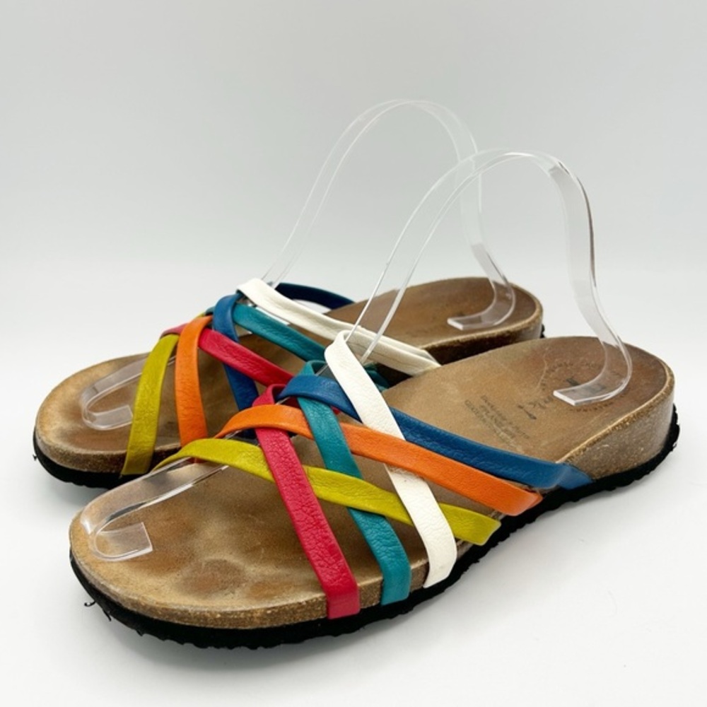 Think! Womens Multicolor Woven Strappy Slide Sandals Shoe Size 40